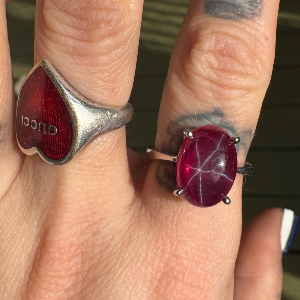 Aaa Quality Star Ruby Ring Sterling Silver Pink S… - image 1